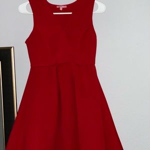 Red V neck Dress
